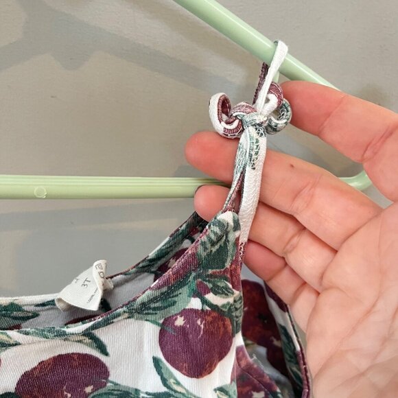 Kate Quinn Girls 3T Organic Cotton Dress Apple‎ Print Tie Straps - Picture 2 of 5